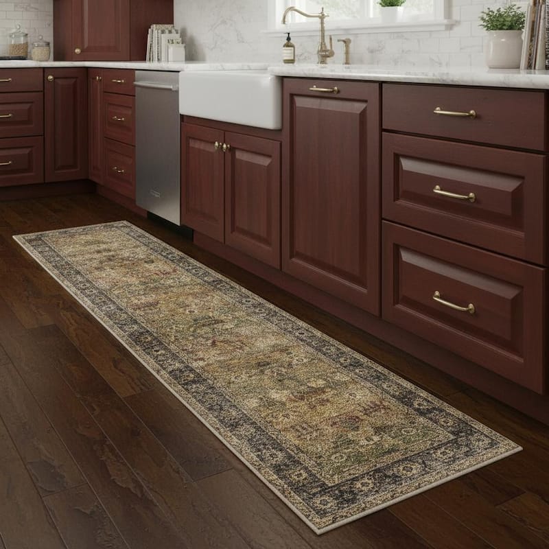 HomeRoots Floral Medallion Traditional Rectangle Area Rug - 2' X 8'