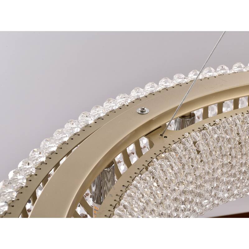 Krista Glam Champagne Gold Crystal Chandelier - 2 Size Options (16-Light/24-Light), Dimmable G9 Fixture with Adjustable Wire