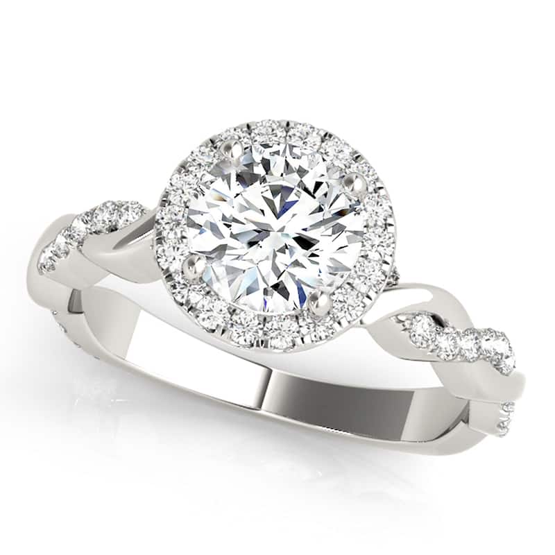 Auriya 14k-White Gold Lab Grown Round Diamond Halo Twisted-Shank Engagement Ring 0.50 to 5.00 ct. tw. (F-G VS) - 6.5 - 1.25 ct. tw.