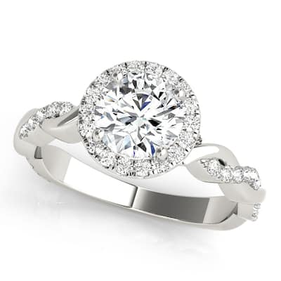 Auriya 14k-White Gold Lab Grown Round Diamond Halo Twisted-Shank Engagement Ring 0.50 to 5.00 ct. tw. (F-G VS)