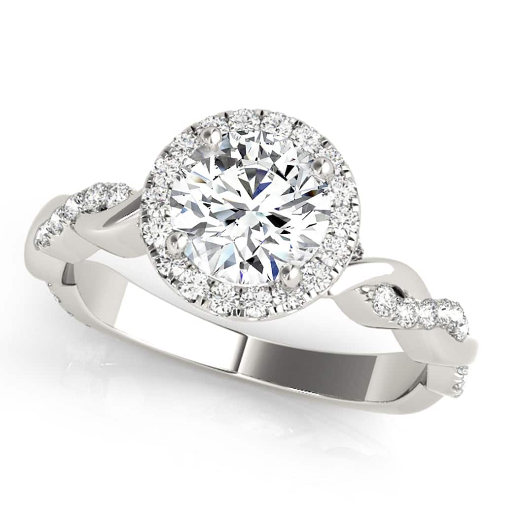 Auriya 14k-White Gold Lab Grown Round Diamond Halo Twisted-Shank Engagement Ring 0.50 to 5.00 ct. tw. (F-G VS)