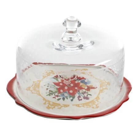 Shop Black Friday Deals On The Pioneer Woman Winter Bouquet 10 4 Inch Cake Plate With Glass Dome Overstock 21112504