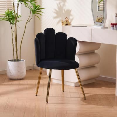 Velvet Vanity Chair Makeup Chair for Vanity with Golden Metal Legs
