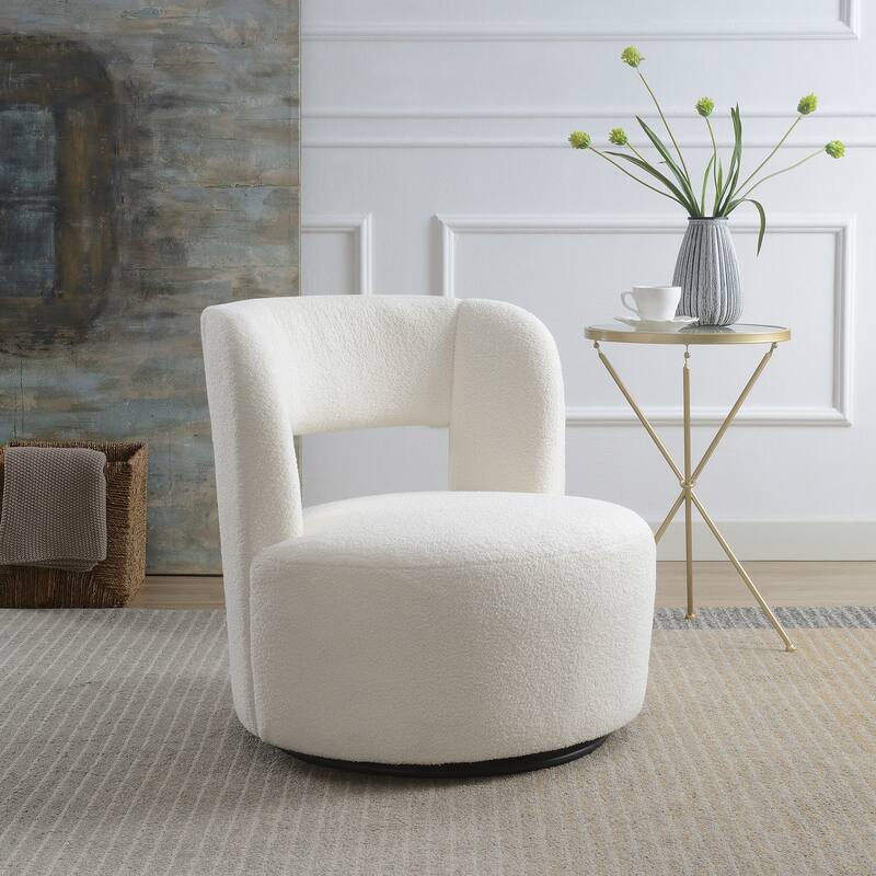Teddy Swivel Chair with 360° Rotation - Cream
