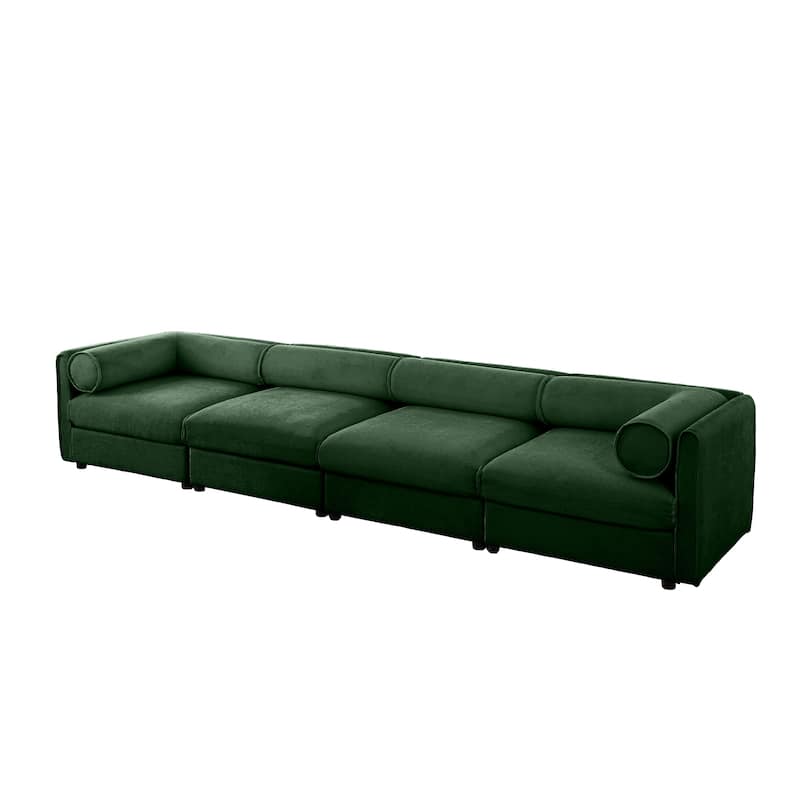 Modern 4 Deep Seat Modular Sofa with Storage, Cylindrical Backrest & Armrests