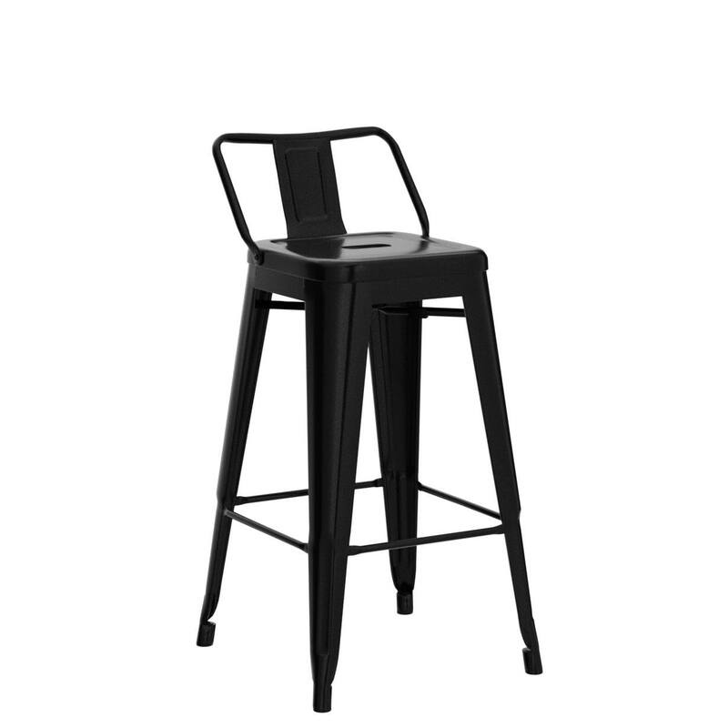 30" Metal Bar Stools Set of 4 Bar Height Barstools Kitchen Chair Industrial Bar Stools with Low Back for Indoor Outdoor