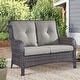 preview thumbnail 13 of 22, Outdoor Furniture Loveseat Couch High Back Wicker Sofa Grey - Brown