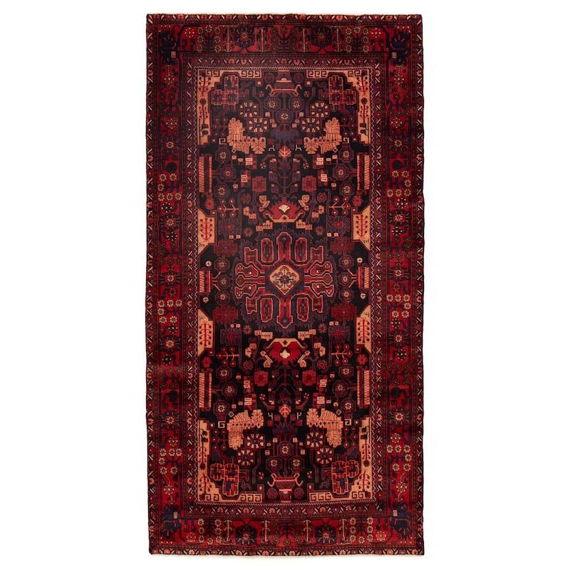 ECARPETGALLERY Hand-knotted Anadol Black, Red Wool Rug - 5'4 x 10'7 - Black/ Red - 5'4 x 10'7