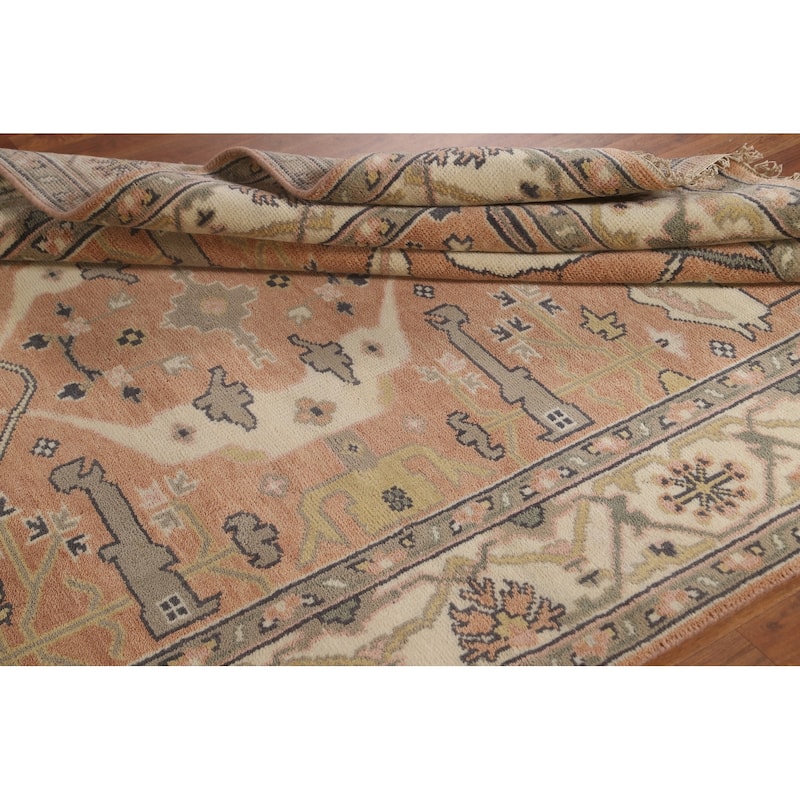 Transitional Peach Oushak Oriental Area Rug Handmade Wool Carpet - 5'10"x 8'10"