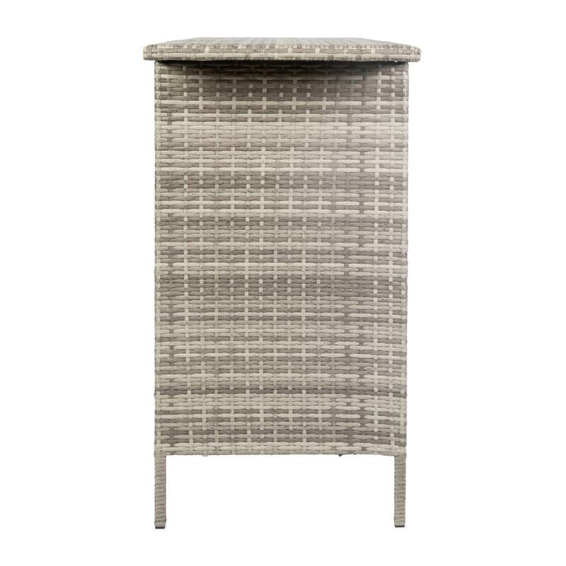 Indoor/Outdoor Wicker Rattan Patio Bar Counter Table with Two Shelves