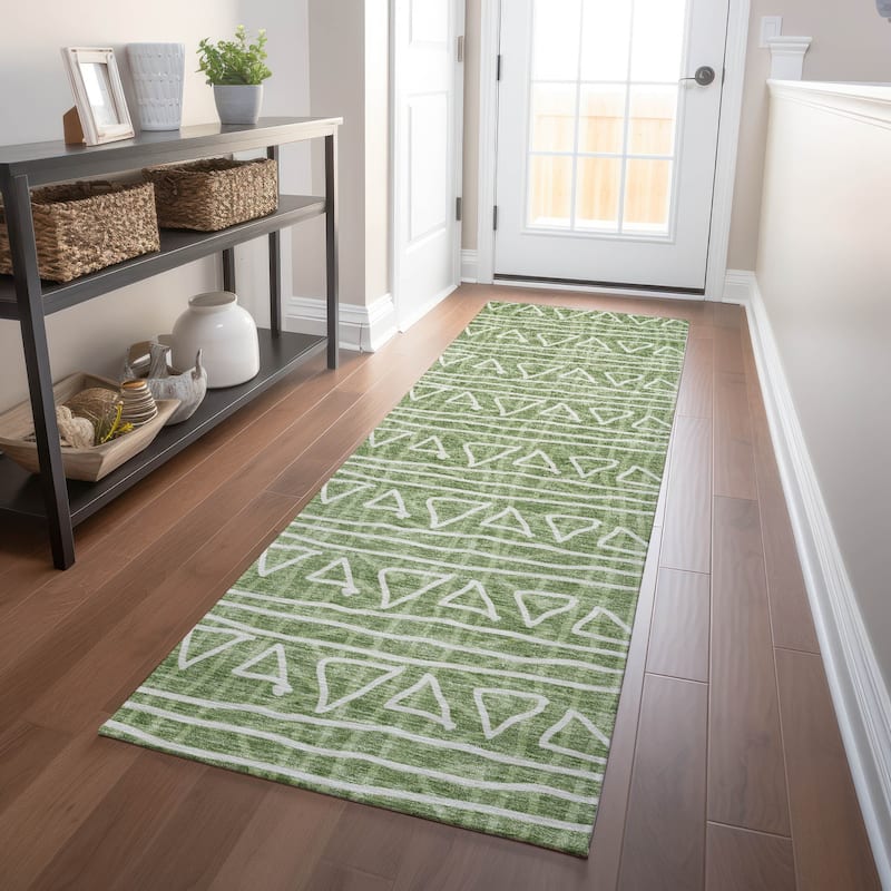 Premium Washable Super Soft Geo Mayfield Rug - Green - 2' 3" x 7' 6" - Runner
