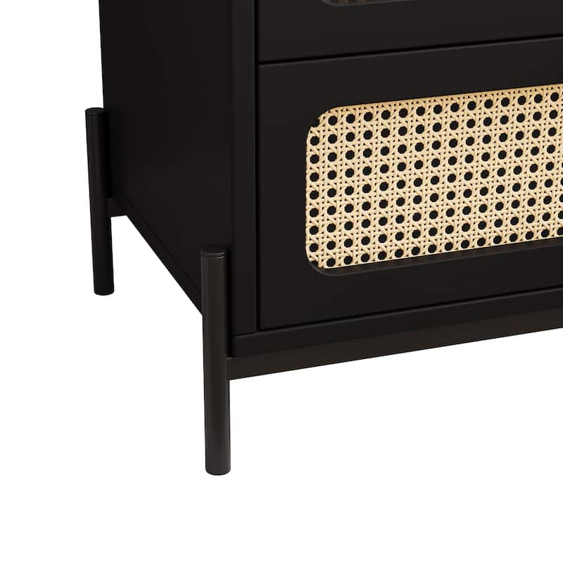 Modern Cannage Rattan Wood Closet 6-Drawer Dresser