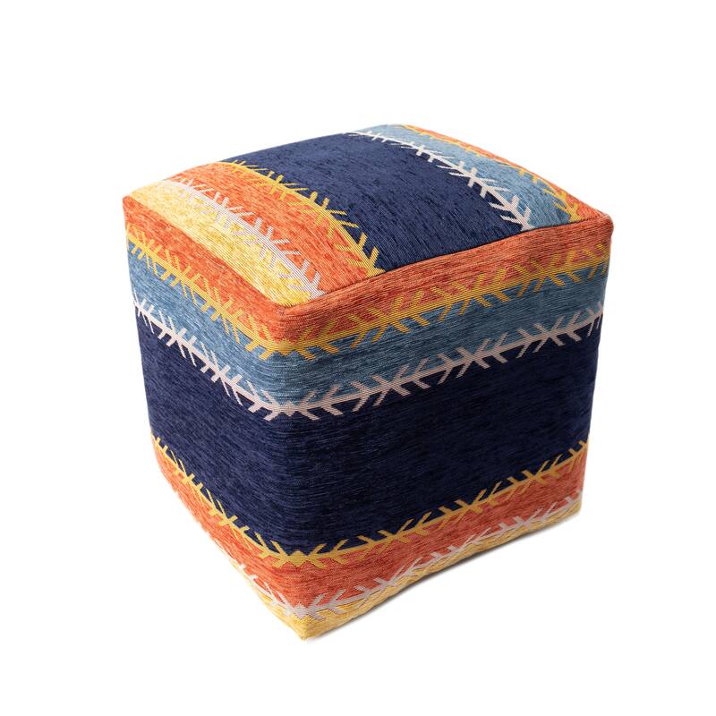 Sevita Multi Bohemian Striped Polyester Blend Pouf