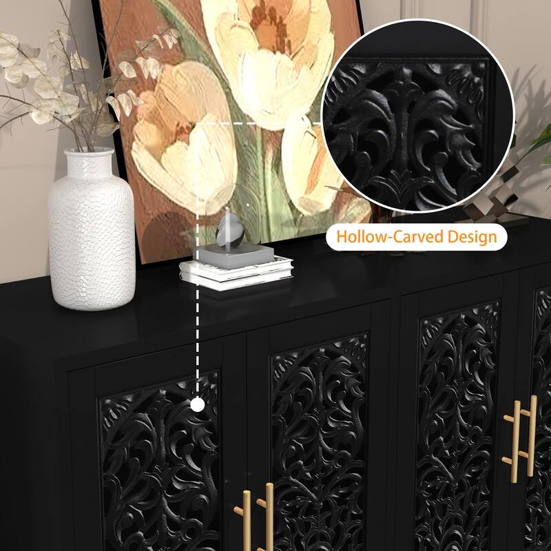 48" Hollow Carved Sideboard Buffet Cabinet