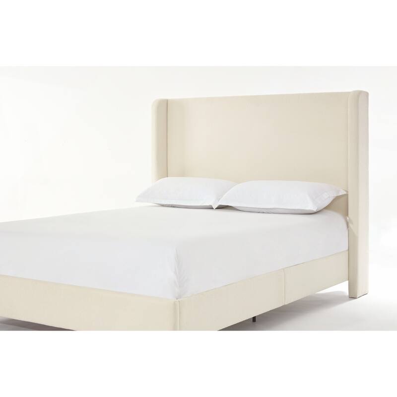 Elegant Upholstered Bed with Wingbacks and No Box Spring for Relaxing