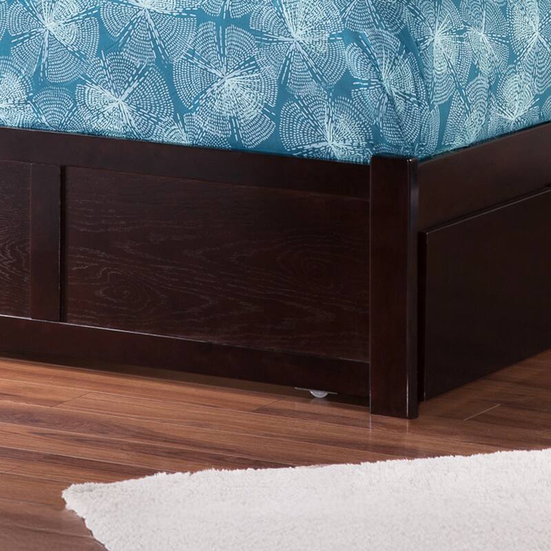 Madison King Solid Wood Platform Bed with Footboard & Twin XL Trundle in Espresso