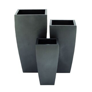 Black or Grey Iron Modern Contemporary Floor Planter Pots (Set of 3) - S/3 20", 25", 30"H - S/3 20", 25", 30"H