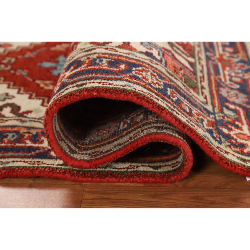 Hand Knotted Oriental 100% Wool Carpet Traditional Medallion Oranges & Rust Heriz (serapi) Area Rug - 5' 2'' X 2' 11''