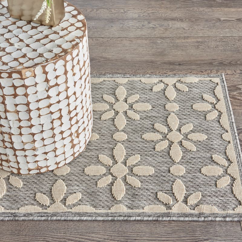 Nourison Palamos Modern Floral Hi Low Geometric Indoor Outdoor Area Rug