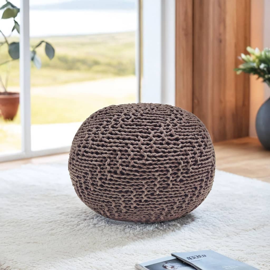 Charming Hand-Knitted Pouf for Versatile Home Decor and Comfort