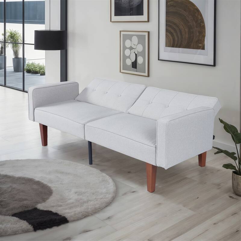 Convertible Sofa Bed Adjustable PU Leather Couch Sleeper Modern Recliner Reversible Loveseat Folding Daybed Guest Bed