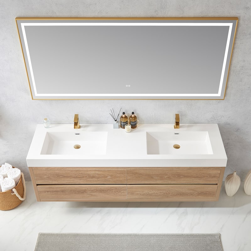 Palencia Double Floating Vanity with Composite Sink Top without Mirror