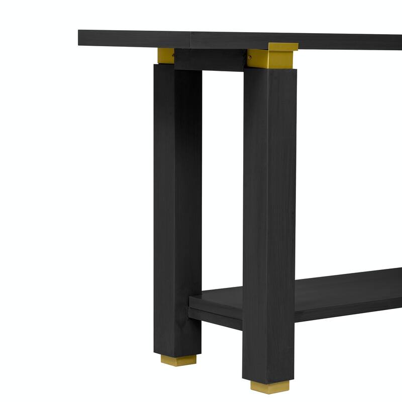 63" Modern Console Table with Shelf & Metal Accents