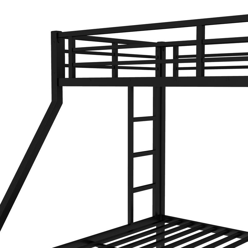 Twin XL Over Queen Metal Bunk Bed with Twin Trundle, Black