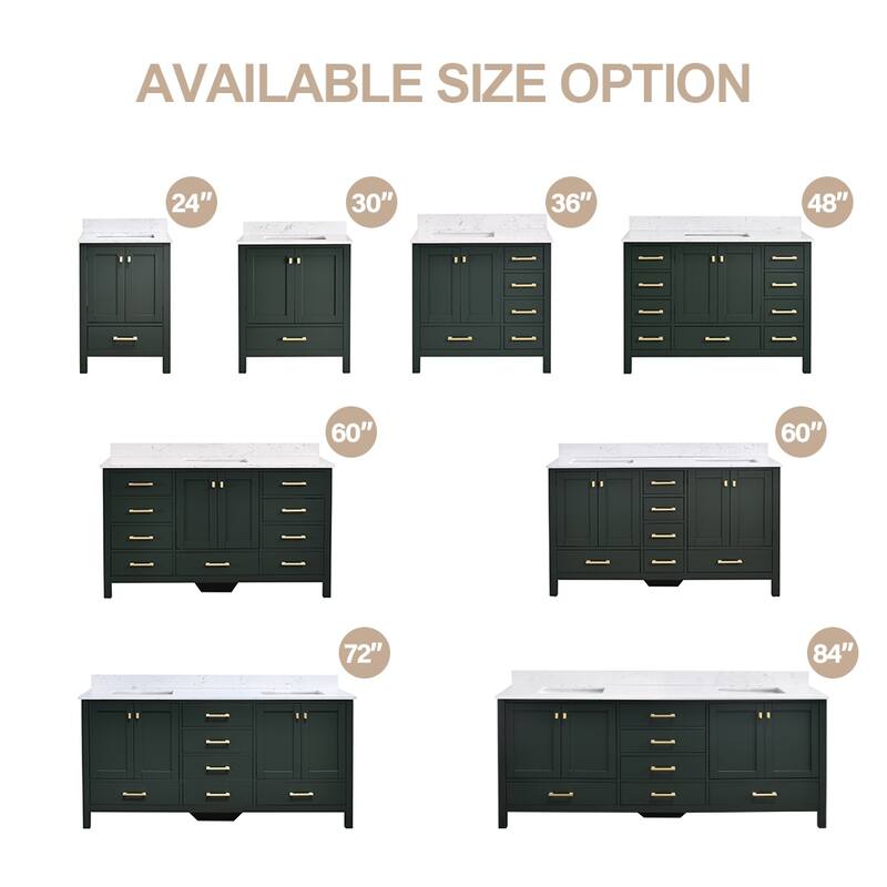 Prismora 24 in. Juniper Green Vanity with Countertop & Splash, Single Sink