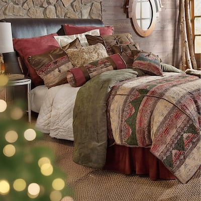 Paseo Road Sierra Suede Chenille Jacquard Western Bedding 7 Piece Comforter Set with Bed Skirt, Shams, & Accent Pillows