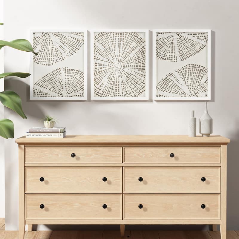 Madison Park Solana Framed Abstract Coastal Rice Paper Shadowbox Wall Decor Set