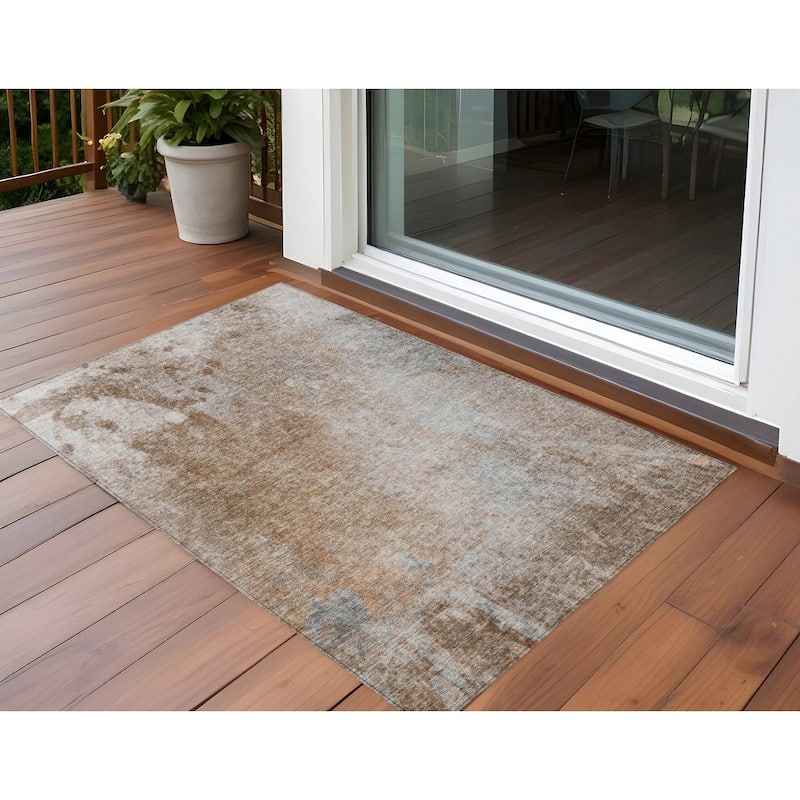 Alri Contemporary Abstract Weather Resistant Blended Style Outdoor Rug - 3' x 5' - Multi