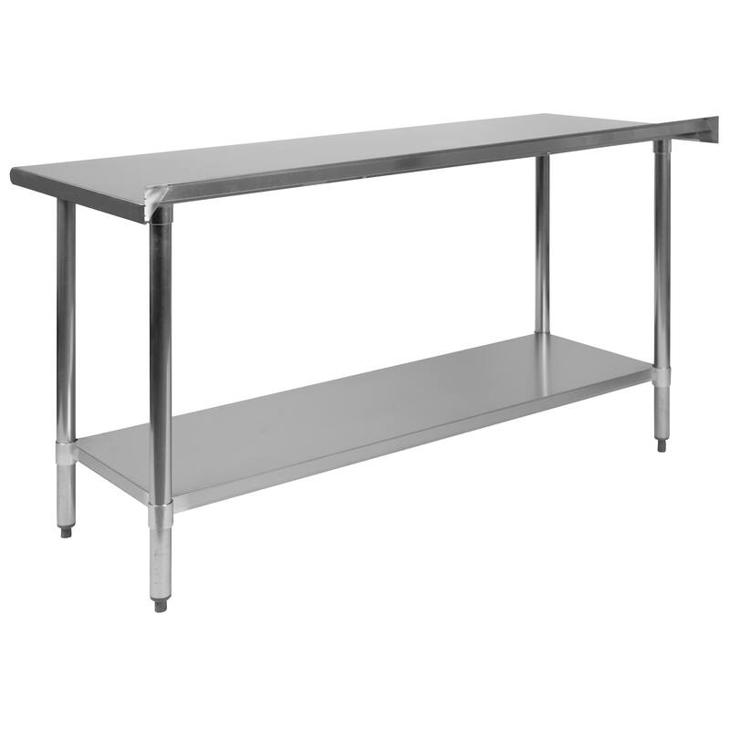 Stainless Steel 18 Gauge Work Table with Backsplash and Shelf, NSF