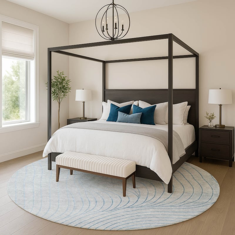 Premium Washable Super Soft Modern Wave Mayfield Rug - Sky - 8' x 8'