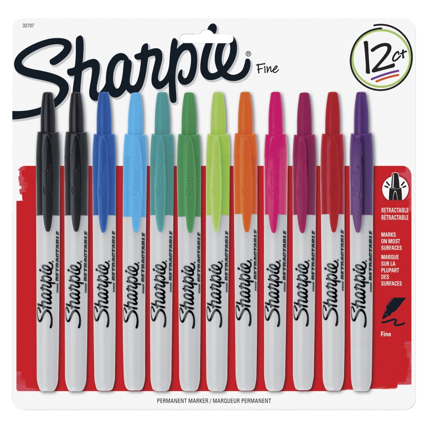 Shop Sharpie Retractable Permanent Marker Fine Tip Assorted Color Set Of 12 Overstock 16728079