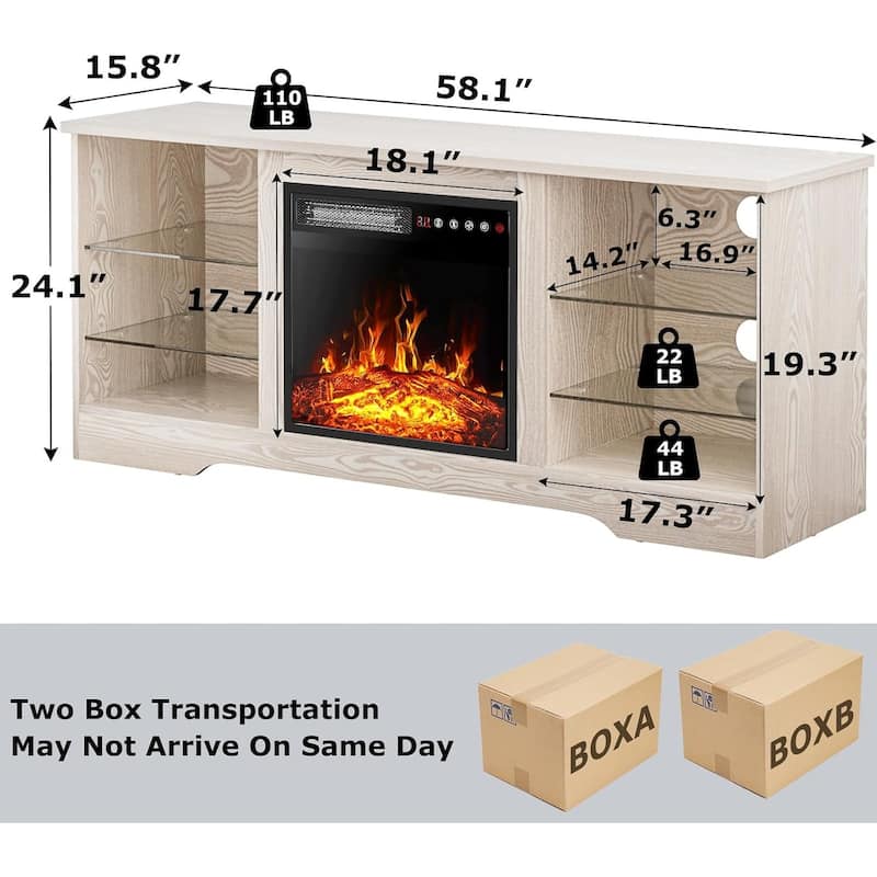 Bossin 58" Fireplace TV Stand with 18'' Electric Fireplace,Modern Entertainment Center for 65'' TVs,TV Cabinet
