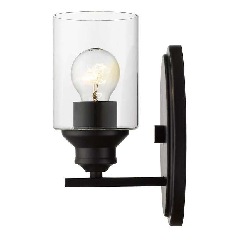 Modern Wall Sconce 1 Light with Clear Glass Shade and Steel Fixture Damp Rated Reversible Mounting - 9.25" H x 5" W x 5.75" D
