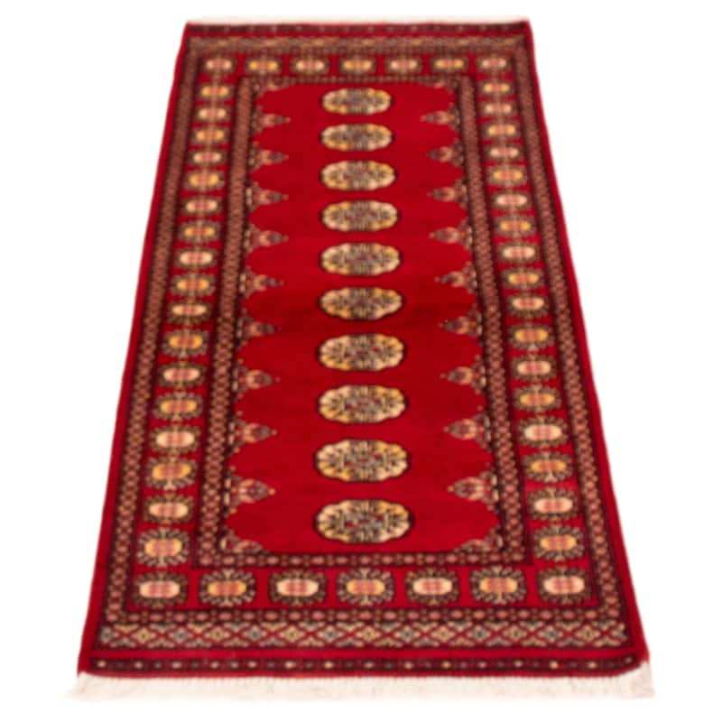 ECARPETGALLERY Hand-knotted Peshawar Bokhara Red Wool Rug - 2'7 x 6'10