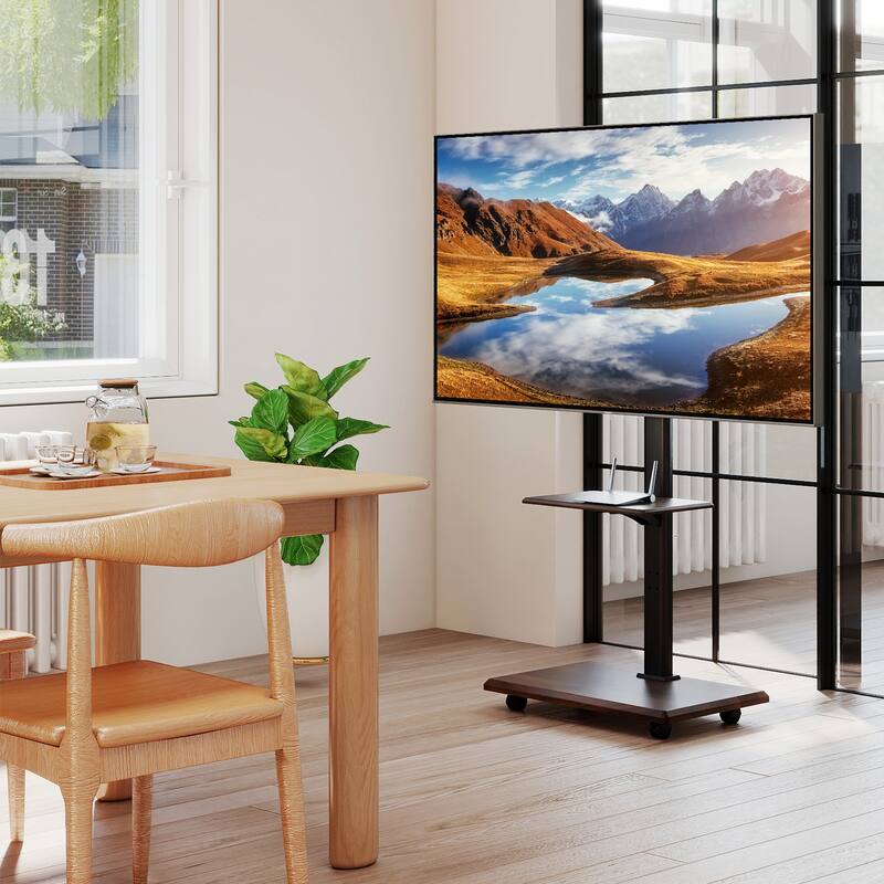 Gymax Rolling TV Stand on Wheels w/30 Degree Tilt Mount Adjustable