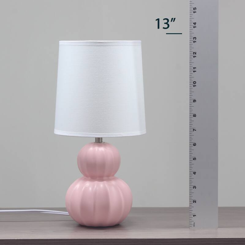 Stacked Double Gourd Ceramic Table Lamp with Tapered Shade - 12.5" - Pink