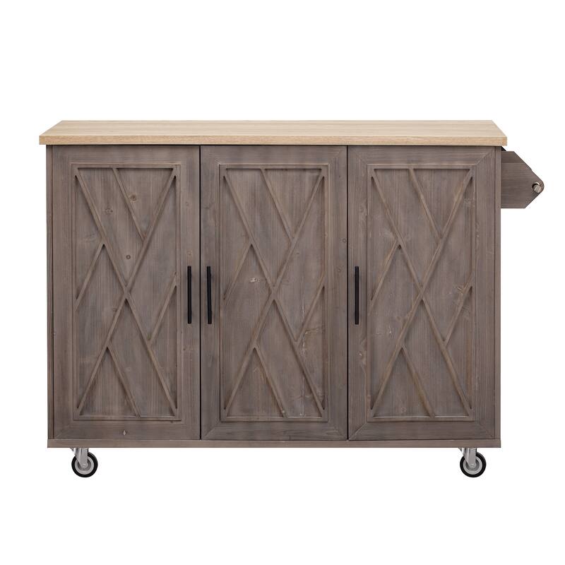 Kitchen Island with Drop Leaf and Towel Rack