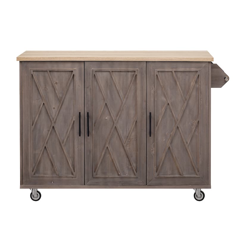 Kyle Geometric Twill Textured Design Kitchen Island with Drop Leaf(51-in x30-in x36-in)