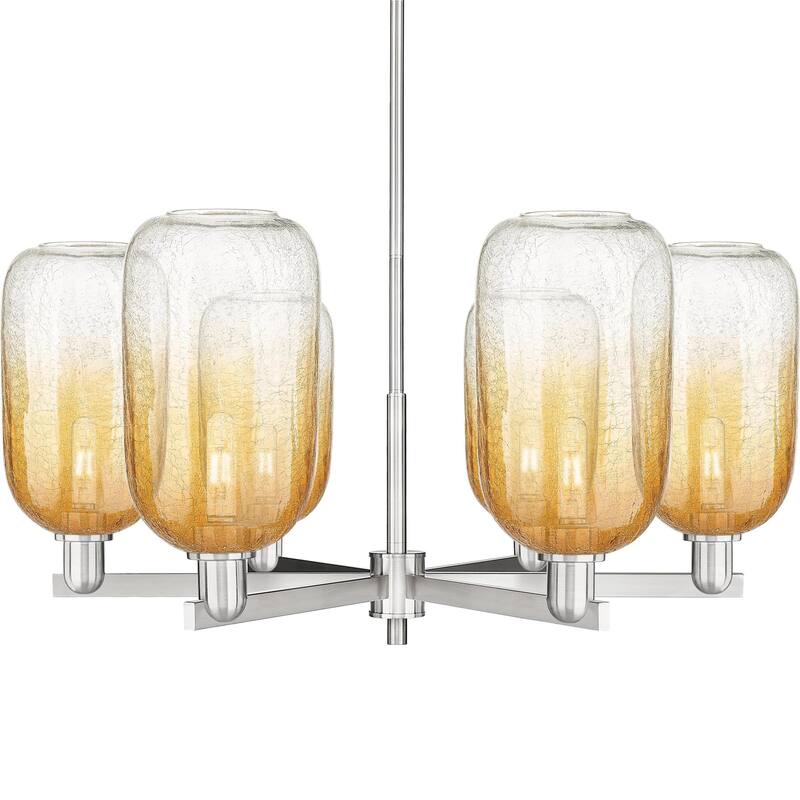 Innovations Lighting 716-6CR-17-24 Brookhaven Cloche Chandelier - Satin Nickel / Amber