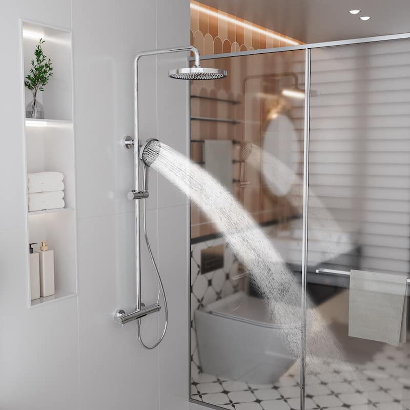 Modland Wall Mount 3-Function Shower System with 10" Rainfall, 1.59GPM, Matte Black/Rose Gold/Chrome