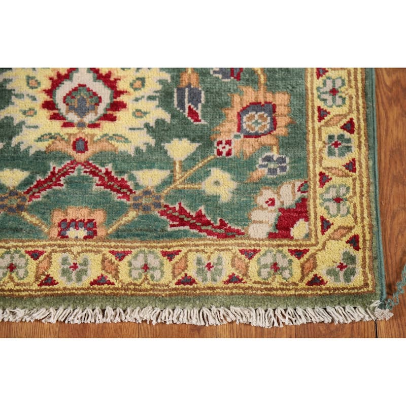 Green Floral Kazak Oriental Foyer Rug Hand-Knotted Wool Carpet - 2'0" x 3'0"