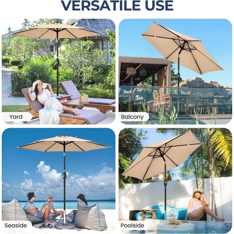 7.5' Outdoor Patio Umbrella with Push Button Tilt and Crank