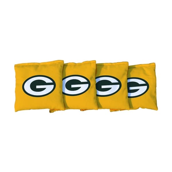 slide 2 of 3, Green Bay Packers NFL Football Yellow Cornhole Bags All-Weather Resin Filled