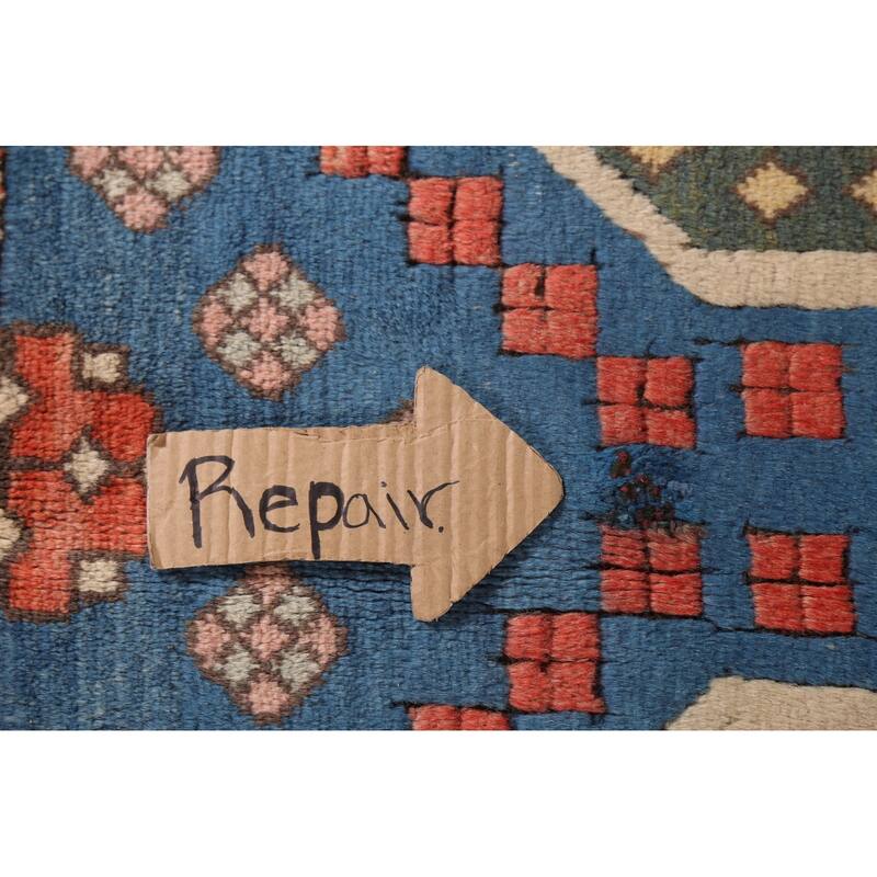 Blue Geometric Anatolian Turkish Area Rug Handmade Wool Carpet - 8'2"x 12'3"