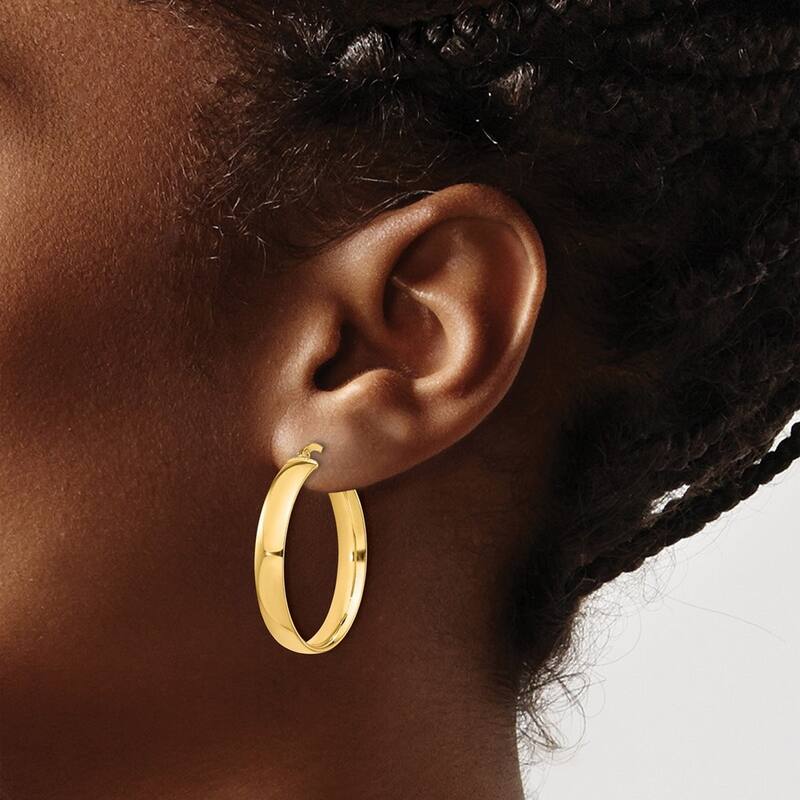 Curata 14k Yellow Gold High Polished 31x30mm Hoop Earrings