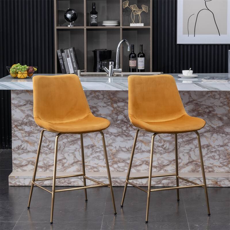 Modern Velvet 26.50 Counter Height Stool, Set of 2